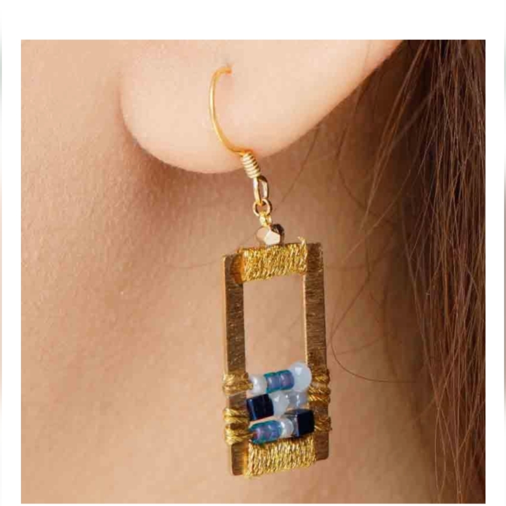 Rose-Draped Geometric Earrings